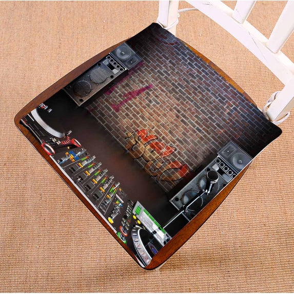 PKQWTM Rap Pop music Microphone speakers Dj equipment Chair Pads Chair Mat Seat Cushion Chair Cushion Floor Cushion Size 16x16 inches