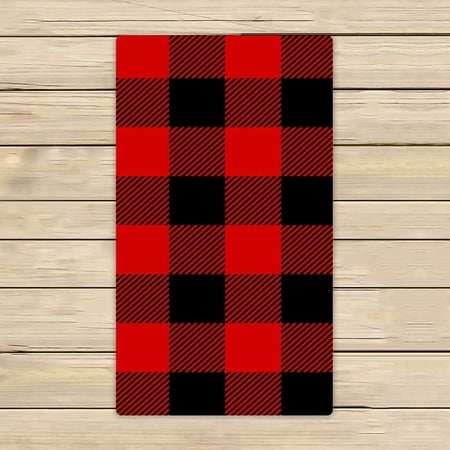 PKQWTM Red And Black Lumberjack Plaid Pattern Microfiber Bath Towels Bathroom Body Shower Towel Size 16x28 Inches