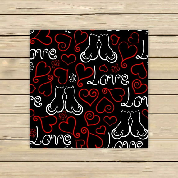 PKQWTM Red Black White Hearts Cat Dark Valentine'S Day Romantic Microfiber Bath Towels Bathroom Body Shower Towel Size 13x13 Inches