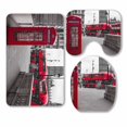 thumbnail image 1 of PKQWTM Red Buses Phone Box 3 Piece Bathroom Rugs Set Bath Rug Contour Mat and Toilet Lid Cover, 1 of 2