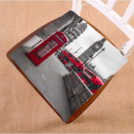 PKQWTM Red Buses Phone Box Chair Pads Chair Mat Seat Cushion Chair Cushion Floor Cushion Size 20x20 inches