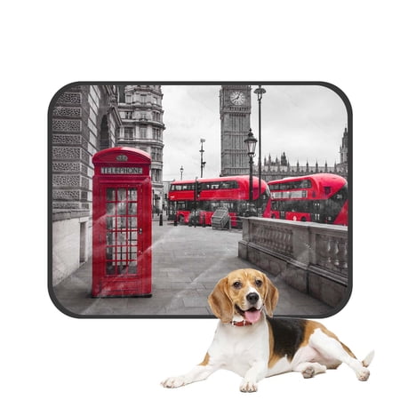 PKQWTM Red Buses Phone Box Pet Dog Cat Bed Pee Pads Mat Cushion Potty Dogsblankets Crate Bed Kennel 25x30 inch