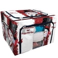 thumbnail image 1 of PKQWTM Red Christmas Snowman Quotes Winter Snowflakes Storage Bag Clear Window Storage Bins Boxes Large Capacity Foldable Stackable Organizer With Steel Metal Frame For Clothes,Closets, Bedrooms, 1 of 3