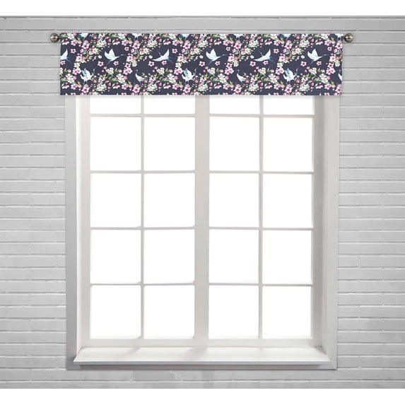 PKQWTM Red Heads Crane Blooming Branch Of Cherry Window Curtain Valance Rod Pocket 54x12 inch