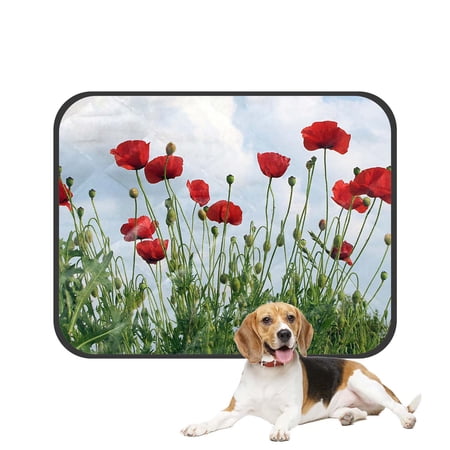 PKQWTM Red Poppies Pet Dog Cat Bed Pee Pads Mat Cushion Potty Dogsblankets Crate Bed Kennel 25x30 inch