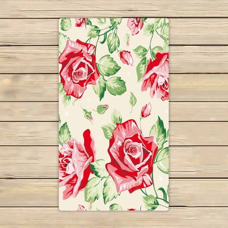 PKQWTM Red Roses On Light Design Microfiber Bath Towels Bathroom Body Shower Towel Size 16x28 Inches
