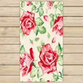 thumbnail image 1 of PKQWTM Red Roses On Light Design Microfiber Bath Towels Bathroom Body Shower Towel Size 30x56 Inches, 1 of 1