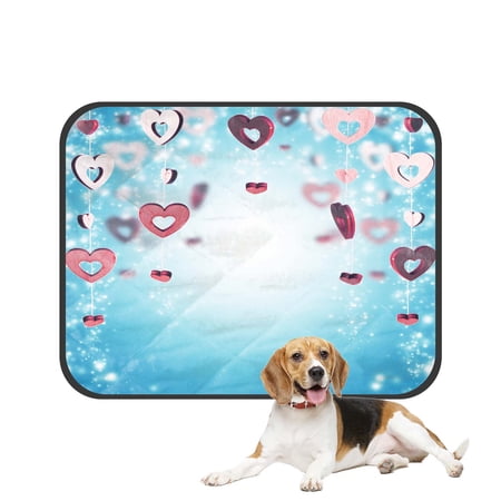 PKQWTM Red Wooden Decorative Hearts Bokeh Lights Valentine Day Pet Dog Cat Bed Pee Pads Mat Cushion Potty Dogsblankets Crate Bed Kennel 28x36 inch