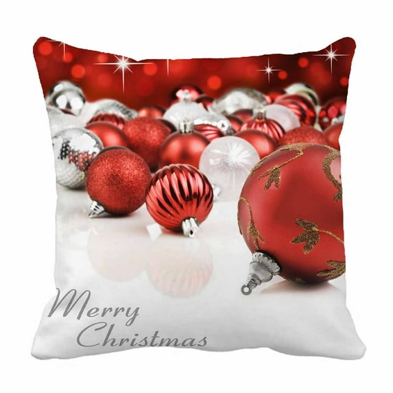 PKQWTM Red christmas ornaments with star Bed Decor Pillow Cases Zippered Cushion Cover Size 16x16 Inches