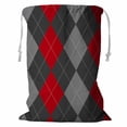 thumbnail image 1 of PKQWTM Red gray argyle Storage Basket Laundry Bag with Drawstring Size 24x32 Inch, 1 of 3
