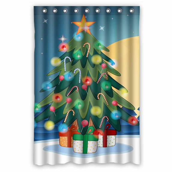 PKQWTM Reindeer Gifts christmas tree snowman Saxophone drums WaterProof Polyester Fabric Shower Curtain Size 48x72 Inches
