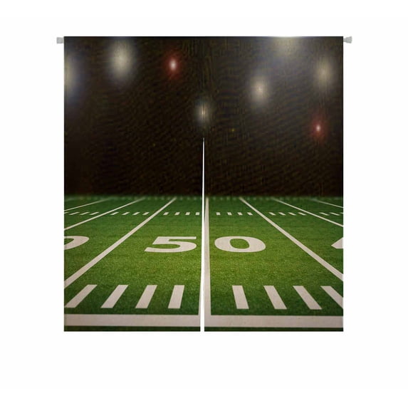 PKQWTM Rendered Empty Football Field Shining Lights Door Curtain Window Cover Home Decor Hanging Curtain Size 85x90 CM