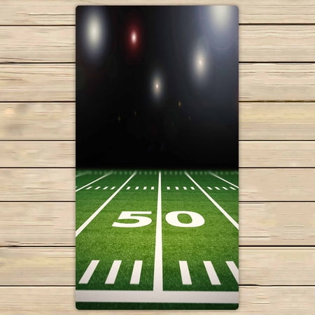 PKQWTM Rendered Empty Football Field Shining Lights Microfiber Bath Towels Bathroom Body Shower Towel Size 30x56 Inches