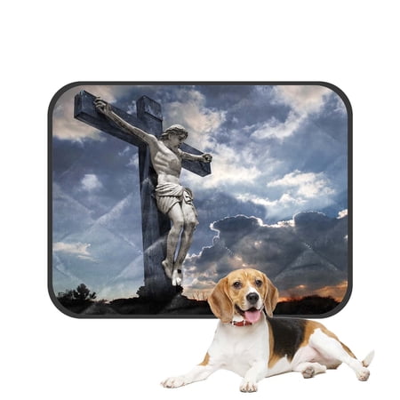 PKQWTM Representation Of Crucifixion On Top Of Golgotha Pet Dog Cat Bed Pee Pads Mat Cushion Potty Dogs Blankets Crate Bed Kennel 20x24 inch