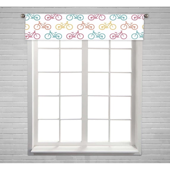 PKQWTM Retro Bike Window Curtain Valance Rod Pocket 54x12 inch
