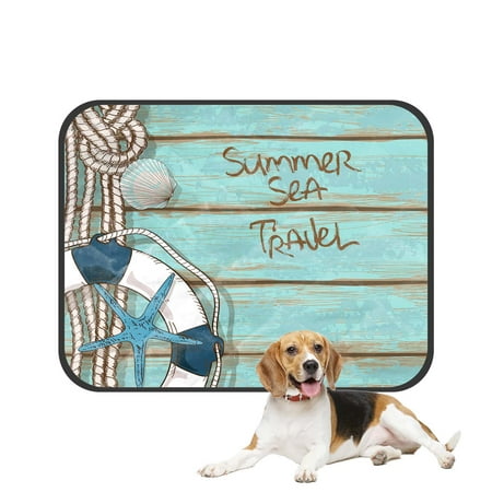 PKQWTM Retro Boards Ship Deck Lifebuoy Rope Starfish Seashell Pet Dog Cat Bed Pee Pads Mat Cushion Potty Dogsblankets Crate Bed Kennel 14x18 inch