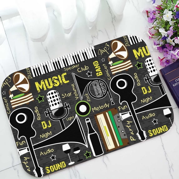 PKQWTM Retro Music Home Decor Floor Mat Area Rug Doormat Size 15.7x23.6 Inches