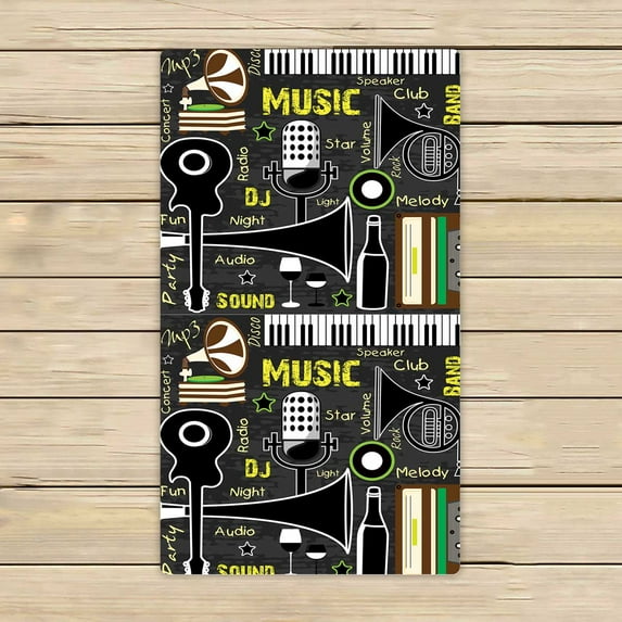PKQWTM Retro Music Microfiber Bath Towels Bathroom Body Shower Towel Size 16x28 Inches