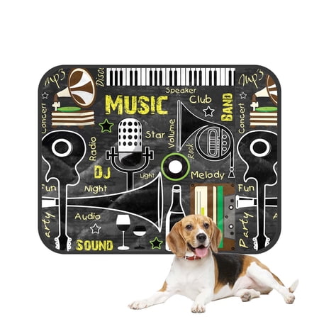 PKQWTM Retro Music Pet Dog Cat Bed Pee Pads Mat Cushion Potty Dogsblankets Crate Bed Kennel 20x24 inch