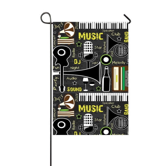 PKQWTM Retro Music Yard Decor Home Garden Flag Size 12x18 Inches