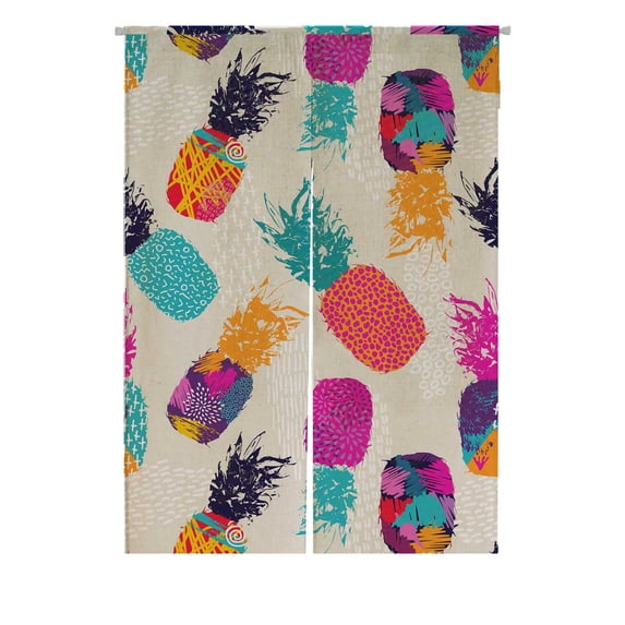PKQWTM Retro Summer Pineapple Fruit Happy Vibrant Colors Retro Door Curtain Window Cover Home Decor Hanging Curtain Size 85x120 CM