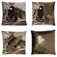 thumbnail image 1 of PKQWTM Retro steam train departs from station Reversible Mermaid Cushion Cover Home Decor Sequin Pillow Case Size 18x18 inches, 1 of 2