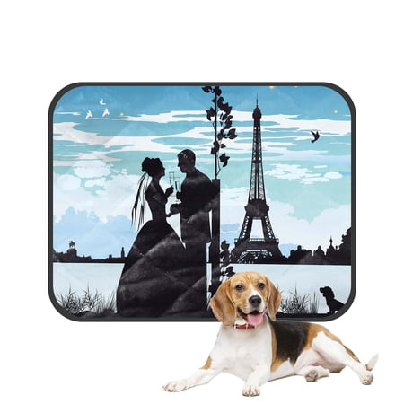 PKQWTM Romantic City Paris Tower Marry Me Pet Dog Cat Bed Pee Pads Mat Cushion Potty Dogsblankets Crate Bed Kennel 14x18 inch