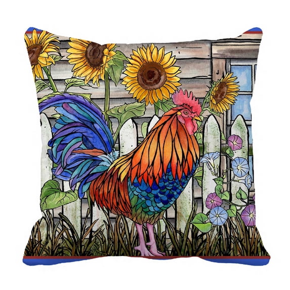 PKQWTM Rooster In Barnyard Bed Decor Pillow Cases Zippered Cushion Cover Size 18x18 Inches