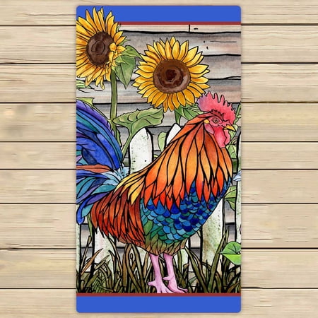 PKQWTM Rooster In Barnyard Microfiber Bath Towels Bathroom Body Shower Towel Size 30x56 Inches