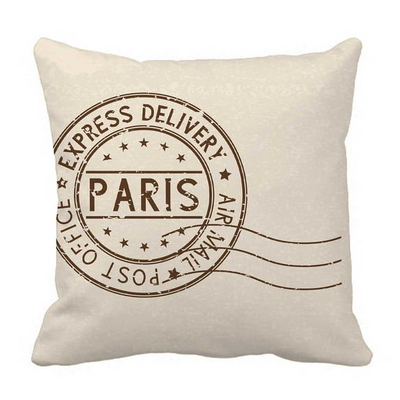 PKQWTM Round Brown Postmark Paris France Bed Decor Pillow Cases Zippered Cushion Cover Size 16x16 Inches