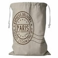 thumbnail image 1 of PKQWTM Round Brown Postmark Paris France On Beige Storage Basket Laundry Bag with Drawstring Size 18x24 Inch, 1 of 3