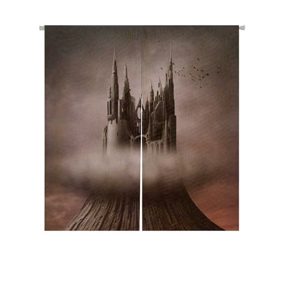 PKQWTM Ruins On The Hill Door Curtain Window Cover Home Decor Hanging Curtain Size 85x90 CM