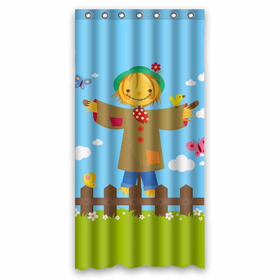 PKQWTM Scarecrow in the field behind a wooden fence WaterProof Polyester Fabric Shower Curtain Size 36x72 Inches
