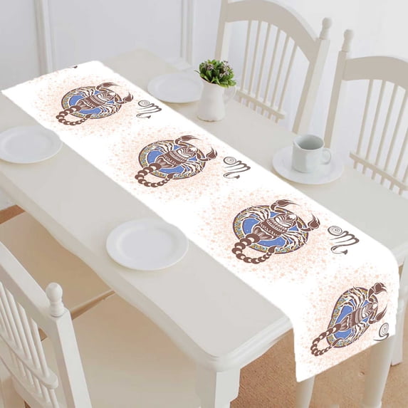 PKQWTM Scorpio Zodiac Sign Cotton and Linen Table Runner Kitchen Dining Room Supplies Size 16x72 Inch