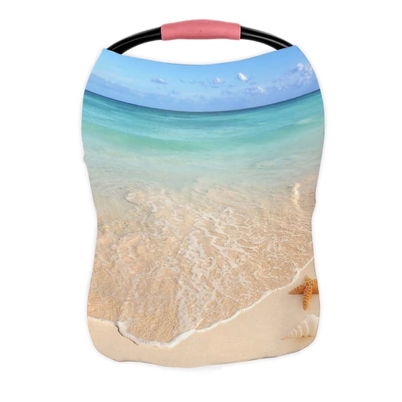 PKQWTM Sea Shells Starfish On Tropical Sand Turquoise Caribbean Summer Nursing Cover Baby Breastfeeding Infant Feeding Cover Baby Car Seat Cover