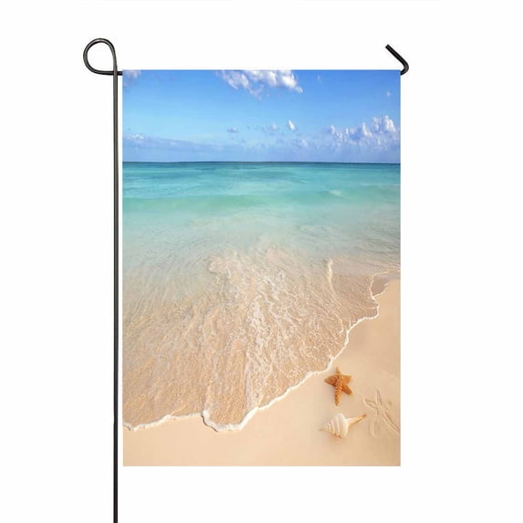 PKQWTM Sea Shells Starfish On Tropical Sand Turquoise Caribbean Summer Yard Decor Home Garden Flag Size 12x18 Inches