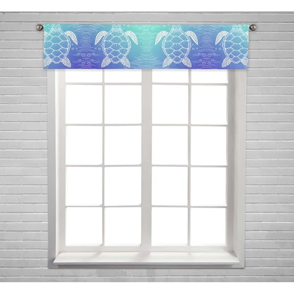 PKQWTM Sea Turtle In Line Window Curtain Valance Rod Pocket 54x12 inch