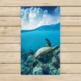 thumbnail image 1 of PKQWTM Sea Turtle Loggerhead Floating Over Corals Tropical Paradise Microfiber Bath Towels Bathroom Body Shower Towel Size 16x28 Inches, 1 of 1