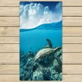 thumbnail image 1 of PKQWTM Sea Turtle Loggerhead Floating Over Corals Tropical Paradise Microfiber Bath Towels Bathroom Body Shower Towel Size 30x56 Inches, 1 of 1