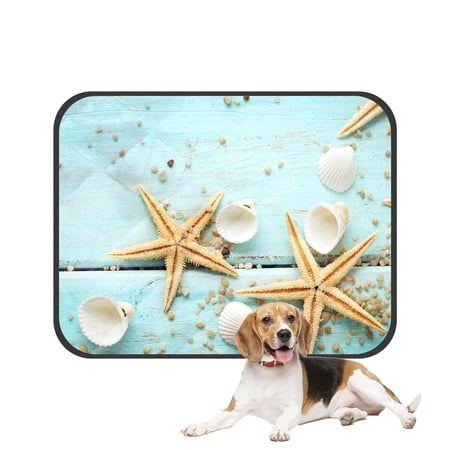 PKQWTM Seashell Sand Starfish Wooden Back Pet Dog Cat Bed Pee Pads Mat Cushion Potty Dogsblankets Crate Bed Kennel 36x48 inch