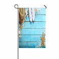 thumbnail image 1 of PKQWTM Seashells Blue Wooden Plank Straw Hat Flip Flop Summer Holiday Yard Decor Home Garden Flag Size 28x40 Inches, 1 of 1