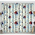 thumbnail image 1 of PKQWTM Set Of Cute Nautical Elements Practical heat insulation Shading Window Curtain Size 52(W)x84(H) inches(Two Piece), 1 of 1