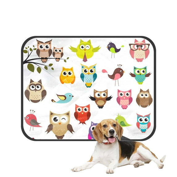 PKQWTM Set Of Owls Pet Dog Cat Bed Pee Pads Mat Cushion Potty Dogs Blankets Crate Bed Kennel 25x30 inch