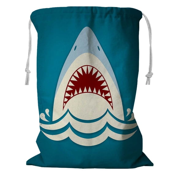PKQWTM Shark Jaws Raster Storage Basket Laundry Bag with Drawstring Size 24x32 Inch