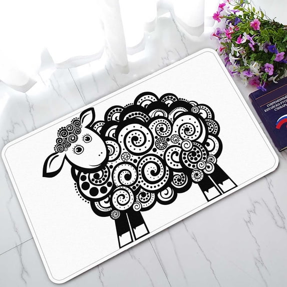 PKQWTM Sheep On A White Background Home Decor Floor Mat Area Rug Doormat Size 18x30 Inches
