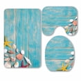 thumbnail image 1 of PKQWTM Shells And Starfishes 3 Piece Bathroom Rugs Set Bath Rug Contour Mat and Toilet Lid Cover, 1 of 2