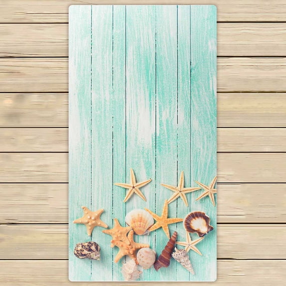 PKQWTM Shells Sea Stars On Wooden Planks Microfiber Bath Towels Bathroom Body Shower Towel Size 30x56 Inches