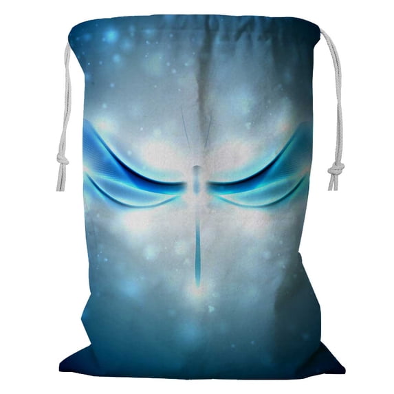 PKQWTM Shiny Abstract Dragonfly Futuristic Colorful Storage Basket Laundry Bag with Drawstring Size 24x32 Inch