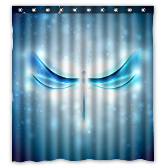 PKQWTM Shiny Abstract Dragonfly Futuristic Colorful WaterProof Polyester Fabric Shower Curtain Size 66x72 Inches