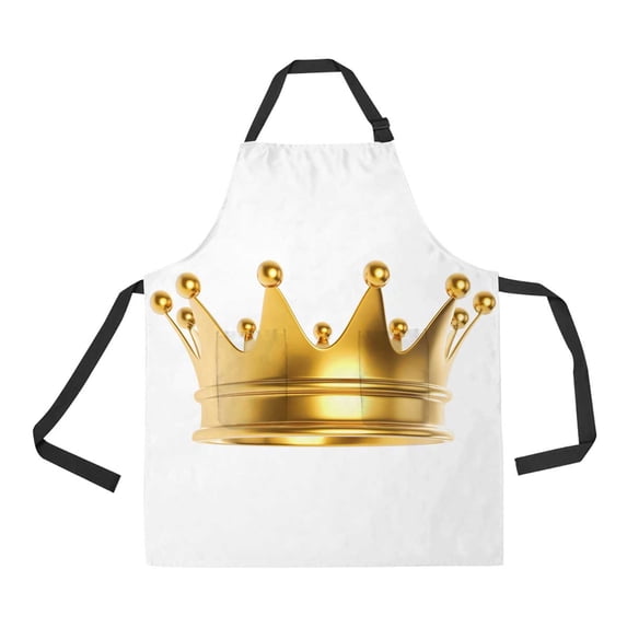 PKQWTM Shiny Gold Crown Isolated On White Unisex Adjustable Bib Apron with Pockets for Commercial Restaurant and Home Kitchen Use